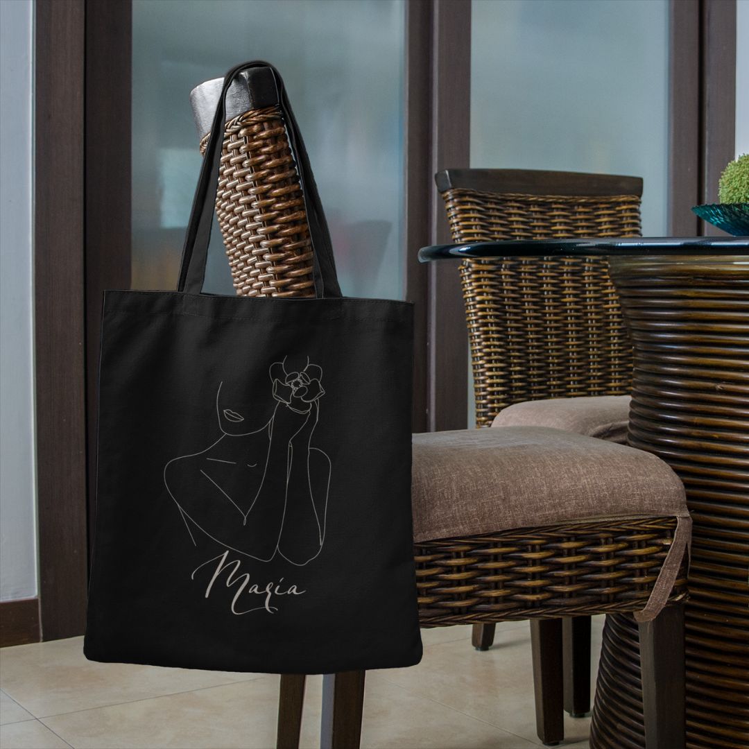 Tote Bag Negra Personalizada con vinilo – Nekogi Store